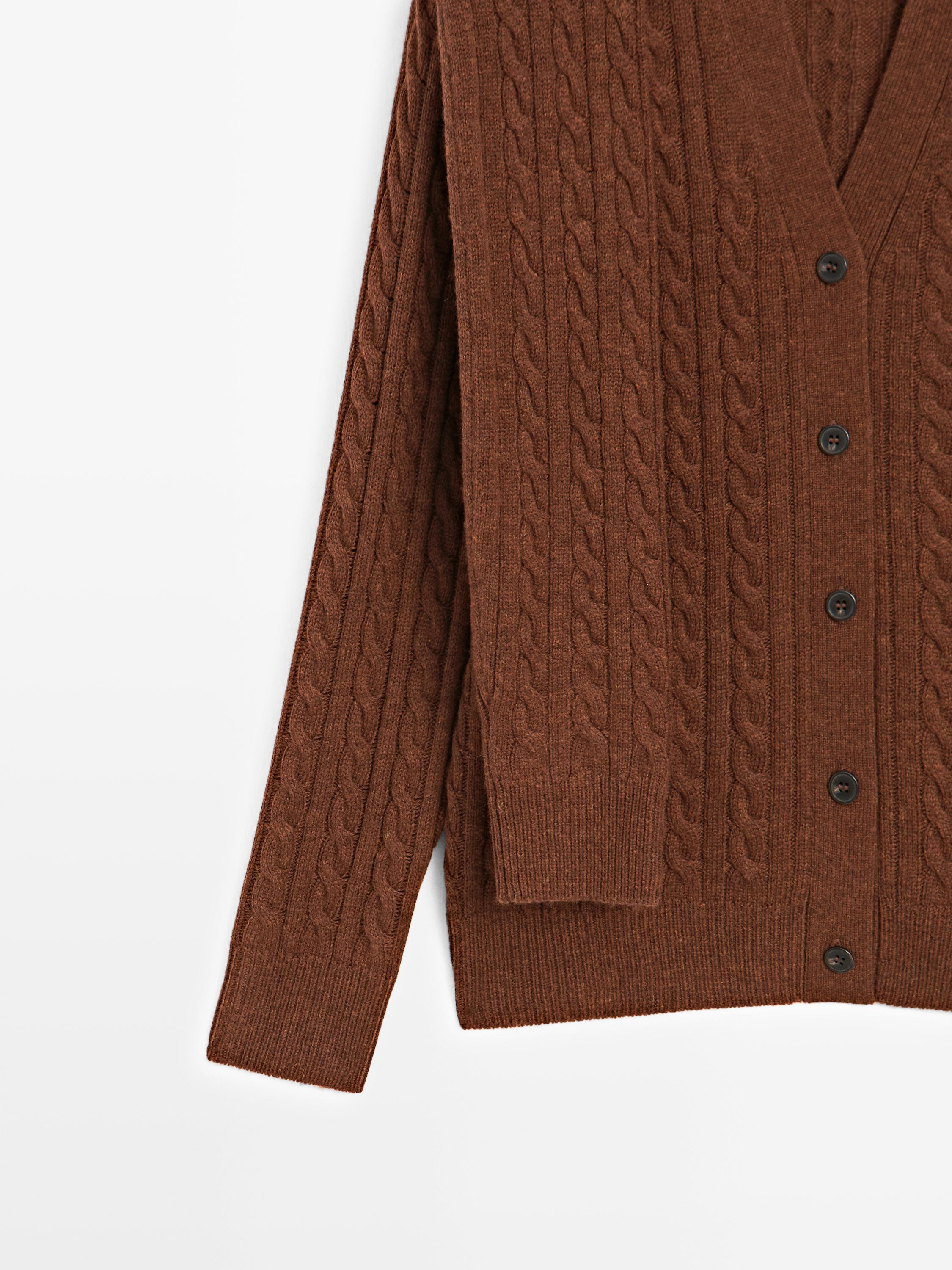 Wool blend cardigan with scarf detail